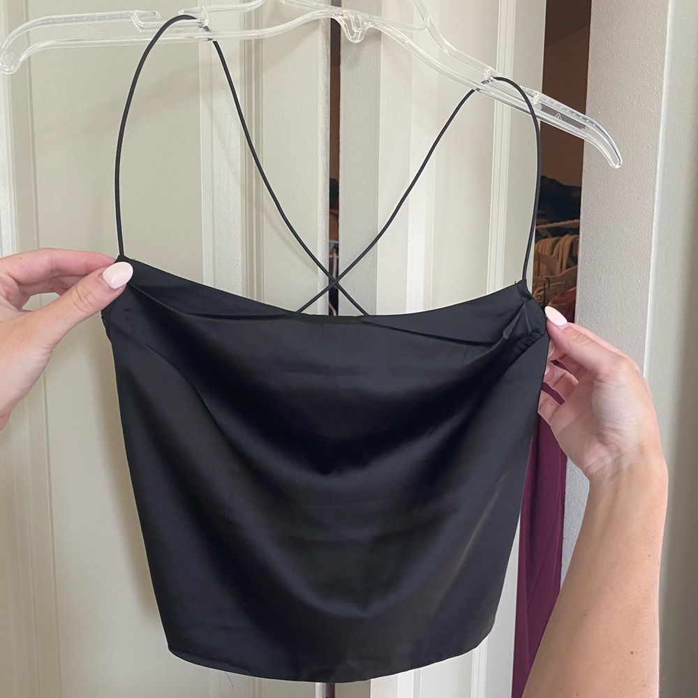 Black Backless Crop Top